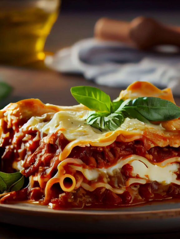 Lasanha assada com molho bolonhesa italiano gourmet
