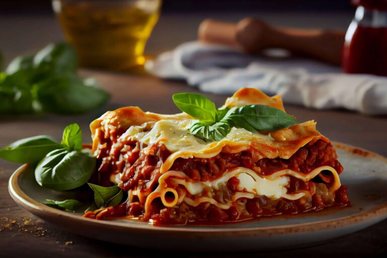 Lasanha assada com molho bolonhesa italiano gourmet